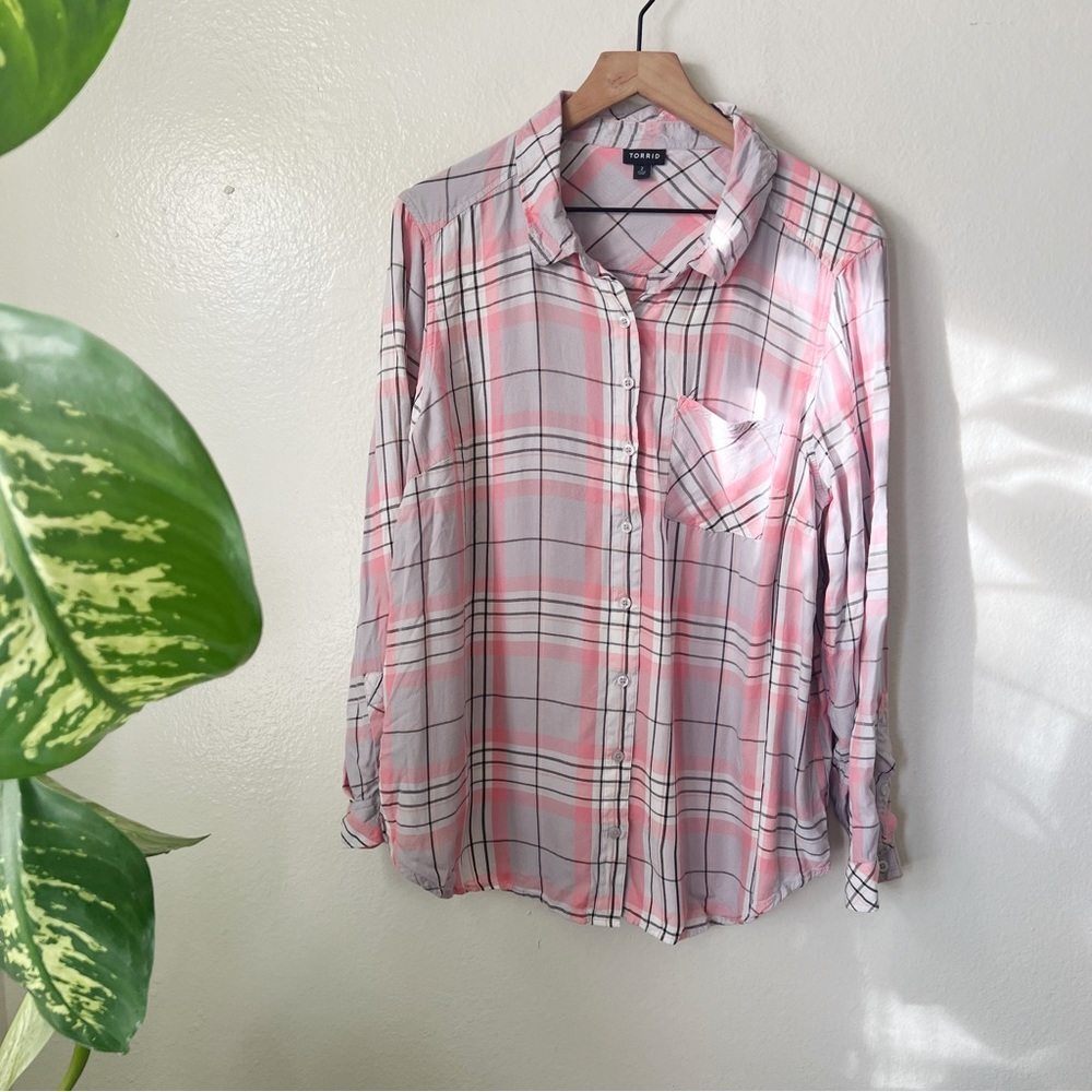 Torrid | Lizzie Twill Plaid Button Up Shirt